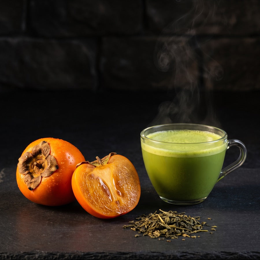 Caqui y té verde